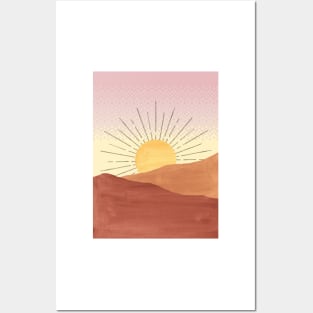 Abstract boho sunrise, pixel art Posters and Art